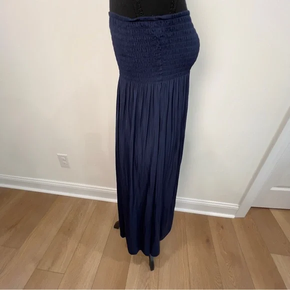 Lilly Pulitzer Navy Blue Strapless Silk Finish Maxi Dress Size Small - Picture 8 of 16